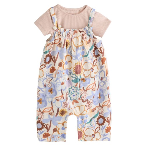Floral Frill T-Shirt & Romper Set, 3-6M