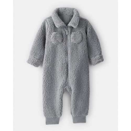 Baby Boy Sherpa Pocket Zip-Up Jumpsuit - Grey - Carter's | Carter's