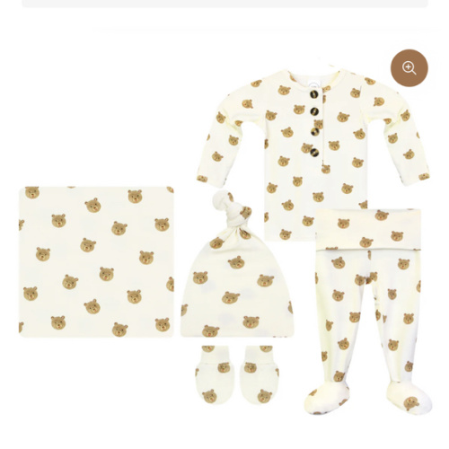 Teddy Newborn Hat Bundle (Swaddle, Top + Bottom)