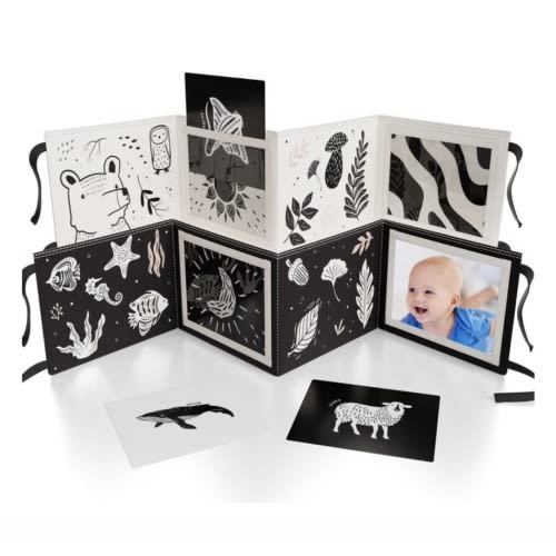 Soft Tummy Time Book w/ Stimulating Baby Safe Mirror, Black & White - ZICOTO Infant Development | Maisonette