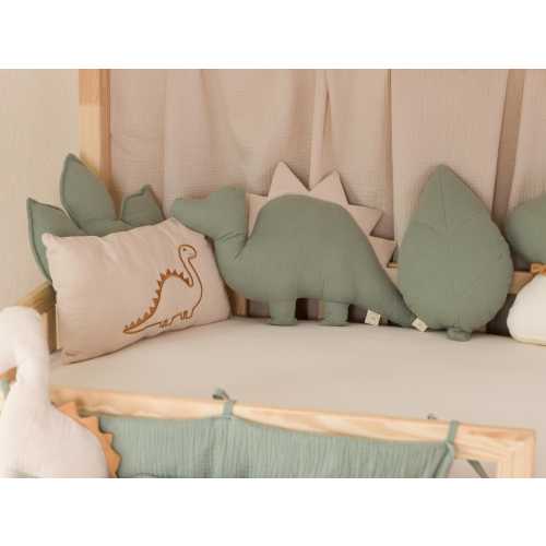Kids Handmade Dinosaur Pillow – Muslin Cushion | Dino Nursery Decor | Organic Cotton Pillow | Dinosaur Toy| Kids Room Accessories