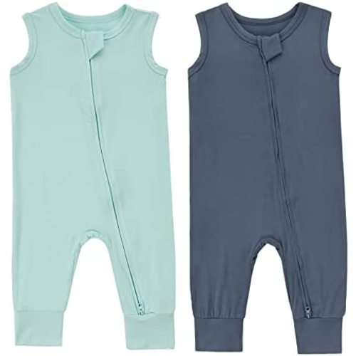 Baby Sleeveless Romper Zipper Toddler Summer Jumpsuit Rayon Outfits Infant Footless Pajamas 0-24m
