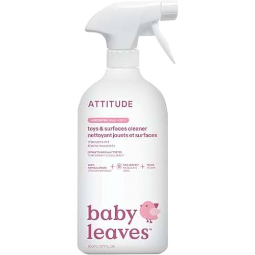 Amazon.com: ATTITUDE Baby & Kids Toy Cleaner Spray, EWG Verified, Unscented, 27 fl oz | Cleans Toys High Chairs & Play Areas, No Sticky Film, No Harsh Fumes, Daily Use, 99% Naturally Derived, Multi Surface Nursery