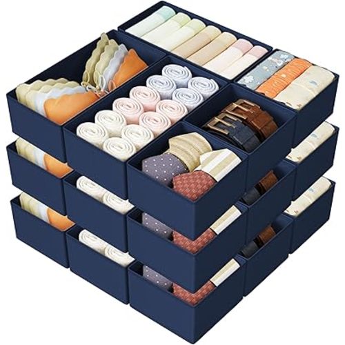 DIMJ Drawer Organizer Clothes Storage - 18 Pack Baby Dresser Organizer for Nursery, Foldable Drawer Dividers for Bedroom Closet Organization, Fabric Storage Bins for Socks, Underwears, Bras