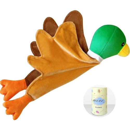 Baby Security Blanket, Soft Baby Lovey Toy Blanket for Boys and Girls, Snuggle Toy Lovie Newborn Gift, Unisex Nursery Bed Blankets Green Duck15 Inch