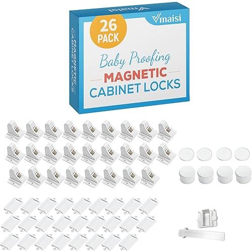 Vmaisi ChildProof Magnetic Cabinet Locks (26 Locks and 4 Keys)
