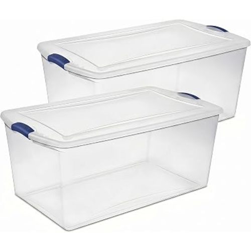 105 Quart Clear Storage Bins 2-Pack Stackable with Latching Lids