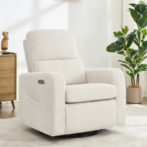 Latitude Run® Reiby Modern Upholstered Manual Recliner Nursery Chair with Swivel and rocker | Wayfair