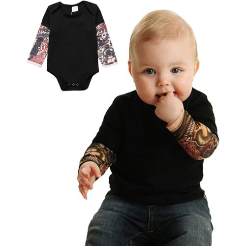 Fake Tattoo Sleeve Shirt Bodysuit for Baby Boy Girls 3-24 Months