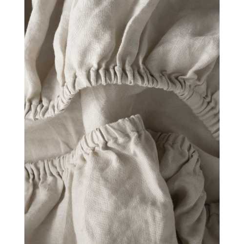 European Linen Fitted Crib Sheet in Sand