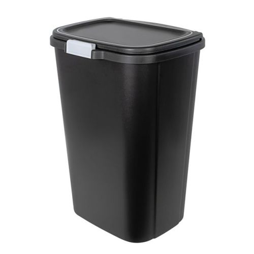 Hefty 13gal Odor Block Trash Can Black: Kitchen Touch-Top Garbage Can, Tight-Fitting Lid, Indoor, Rectangle, Matte Finish