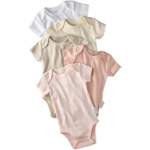 Butterblu Avery Multipack Short Sleeve Bodysuits 100% Organic Cotton | GOTS certified Organic Cotton for Baby & Toddler Girls, Boys, Easy Snap On Closure, Machine Wash, 5-Pack, 10-Pack