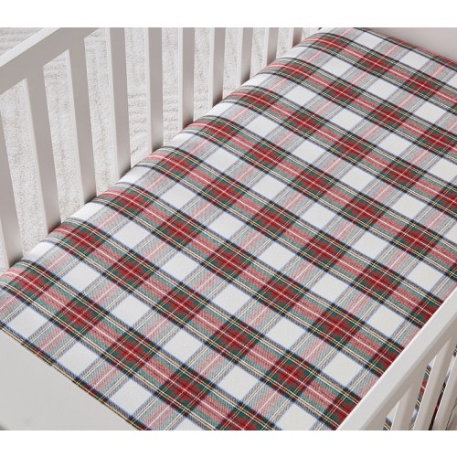 Stewart Plaid Flannel Organic Crib Fitted Sheet