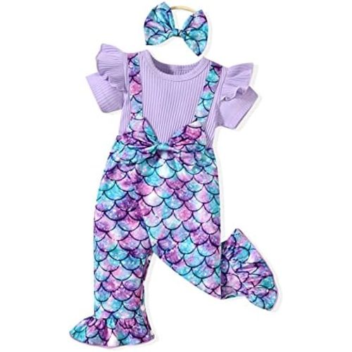 HINTINA Newborn Baby Girl Romper Outfits Short Sleeve Jumpsuit Clothes Set