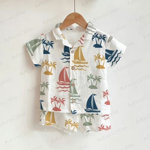 Baby Toddler Sailboat Shirt and Shorts 2-piece Set