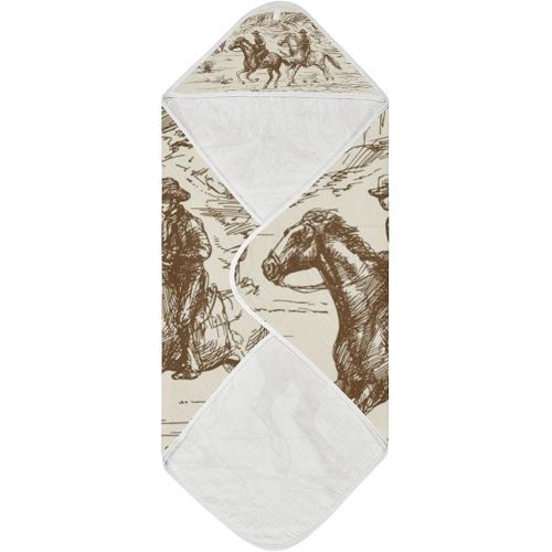 Western Desert Cowboy Baby Towel Ultra Soft Hooded Towels for Babies - Ultra Absorbent Cotton Bath Towels 30x30 Inch