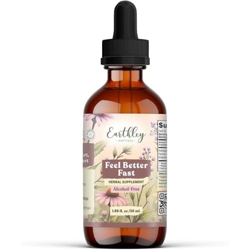 Earthley Wellness Feel Better Fast, All-Natural Relief for Minor Ailments, Echinacea, 3 Month Supply (1.69oz Glass, 1,000 Drops), Organic, Ceylon Cinnamon, Supports Immune & Digestive Health