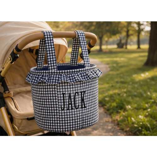 Custom Quilted Stroller Bag with Drawstring Closure and Monogram