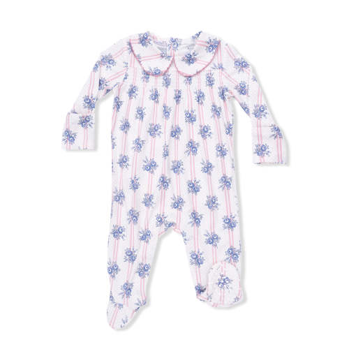 Smocked Peter Pan Footie, Stripe Dot Roses
