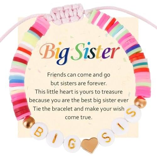 Big Sister Bracelet for Toddler Daughter Niece Big Sis Bracelet Matching Outfits Sister Gift for Teen Girls Announcement Jewelry for Girls Charm Birthday Gifts
