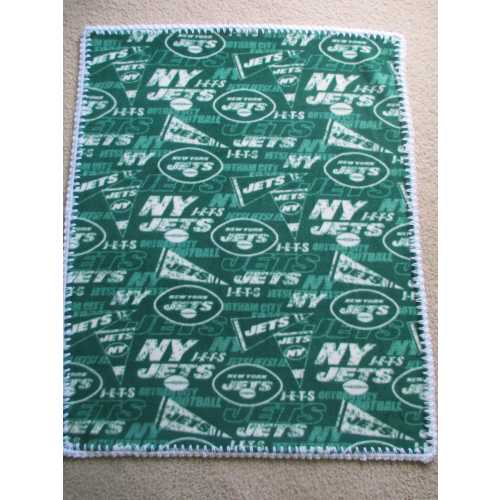 NEW YORK JETS Baby Blanket, Fleece with Hand Crochet Edge