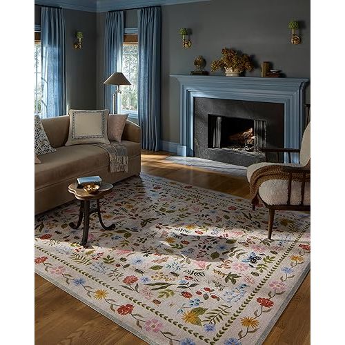 Loloi Rifle Paper Co Canopy Cream 3'-9" x 5'-9" Accent Rug