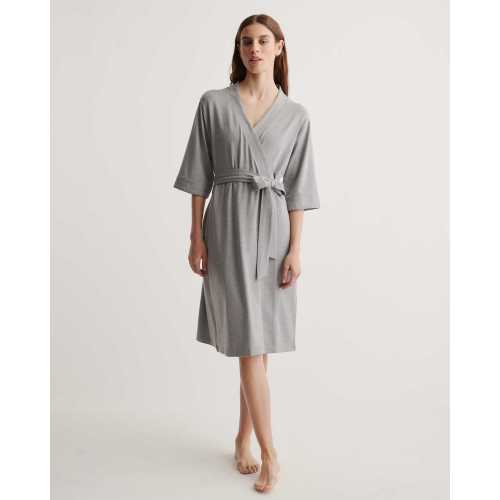 Organic Bamboo Jersey Robe in Heather Grey