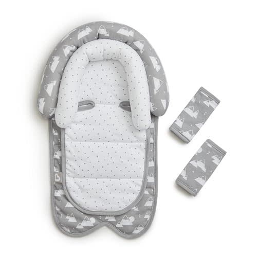 Munchkin Car Seat Head Support Baby, Infant and Newborn, Fabric Strap Covers, Silver-Ion Technology, Mountains