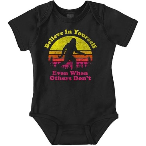 Brisco Brands Believe In Yourself Bigfoot Sasquatch Baby Romper Boys or Girls