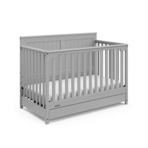 Hadley 5-in-1 Convertible Crib with Drawer (White) –Crib with Drawer Combo
