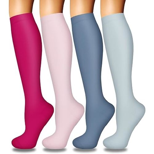 Iseasoo 4 Pairs Compression Socks for Women Circulation-Best Support for Nurses,Running,Athletic,Travel