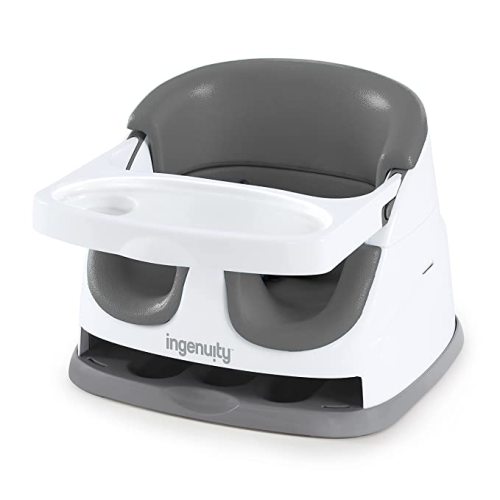 Ingenuity Baby Base 2-in-1 Seat - Slate - Booster Feeding Seat - Slate - Easy-Open Box