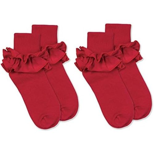 Jefferies Socks Girls Misty Ruffle Lace Classic Dress Turn Cuff Socks 2 Pair Pack