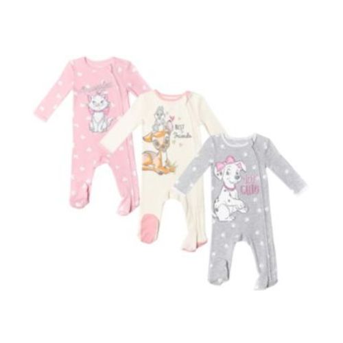 Baby Girls 101 Dalmatians 3 Pack Sleep N' Play Coveralls