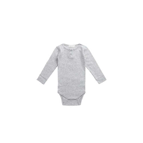 Organic Cotton Modal Long Sleeve Bodysuit - Light Grey Marle – Jamie Kay USA