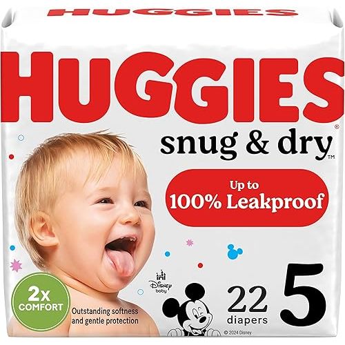 Huggies Size 5 Diapers, Snug & Dry Baby Diapers, Size 5 (27+ lbs), 84 Count, Packaging May Vary