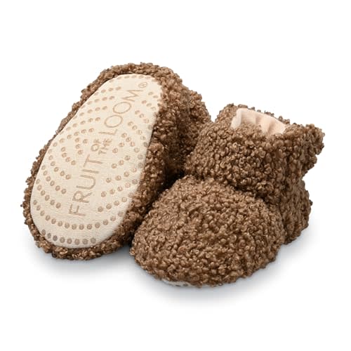 Fruit of the Loom Cozy Thermal Wrap Booties with Non-slip Grips for Baby Girls, Boys, Unisex -