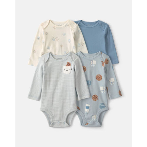 Baby Boy 4-Pack Milk & Cookies Long-Sleeve Multipack Bodysuits | Carter's