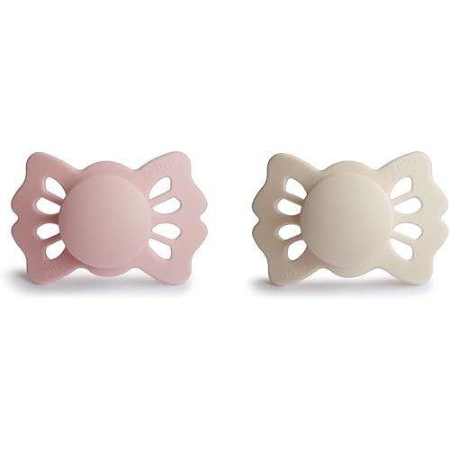 FRIGG Lucky Symmetrical SilkySoft Silicone Baby Pacifier | Made in Denmark | BPA-Free (Cream/Blush, 0-6 Months)