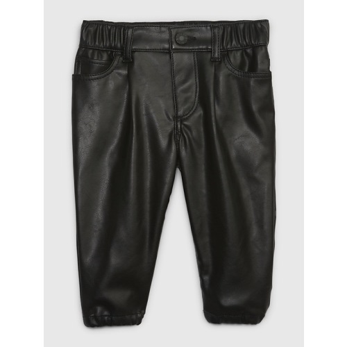 Baby Vegan Leather Bubble Pants in black
