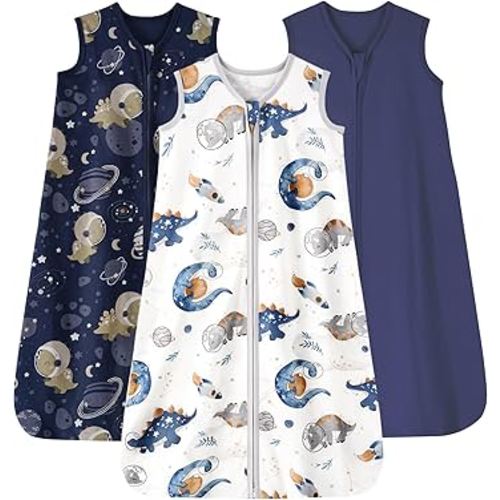 Looxii Baby Sleep Sack 0.5 TOG, 100% Cotton 3 Pack Wearable Blanket Baby Sleep Bag for Newborn Infant, 2-Way Zipper Lightweight Toddler Sleeping Sack 18-24 Months