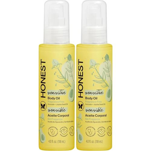 The Honest Company Fragrance-Free Moisturizing Body Oil,Nourish Soothe Baby's Skin,Plant-Based,Hypoallergenic Vegan,4.0 fl oz,(Pack of 2)