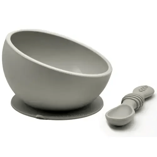 Silicone Baby Bowl & Spoon Set – Sand - otterlove by Platinum Pure | Premium Platinum Silicone Products for Babies & Toddlers
