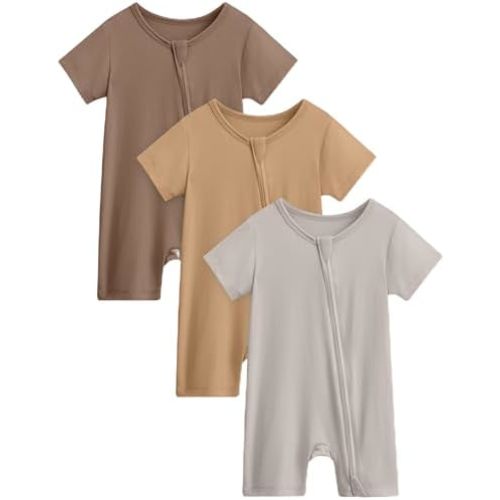 Yoofoss Baby Boy and Girl Romper Rayon Made from Bamboo Short Sleeve Newborn Summer Clothes 2-Way Zipper,Soft Breathbale
