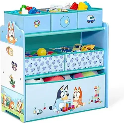 Delta Children - Bluey Design & Store 6 Bin Toy Storage Organizer - Greenguard Gold Certified, Blue