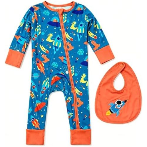 Leekalos Bamboo Sleepers for Baby Footie Pajama,2-Way Zipper Onesie 0-24M