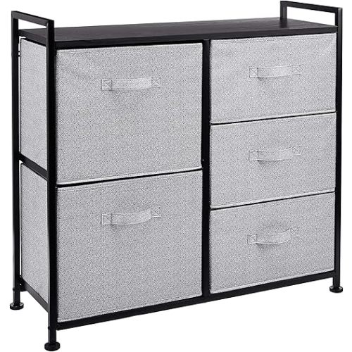 Amazon Basics Closet Organizer Drawers with 5-Fabric Storage Units, Black