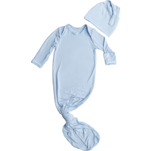 Knotted Baby Gown and Hat, 0-3M