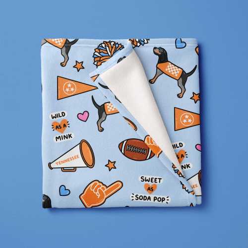 Tennessee Baby Blue Fleece Blanket: TN Football Newborn Gift