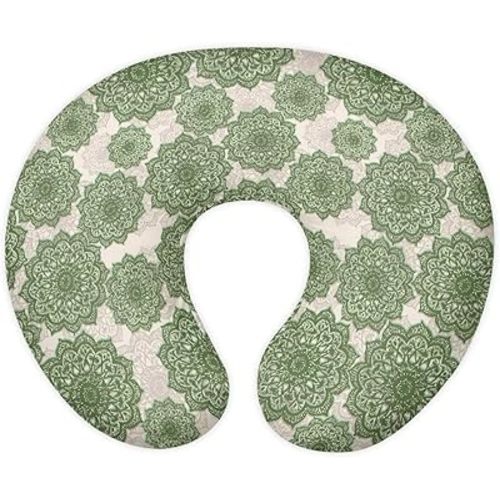 Boho Mandala Nursing Pillow Covers, Indian Ethnic Flower Infant Nursing Pillows Cover, Lotus Flowers Nursing Covers for Breastfeeding Pillows, Green